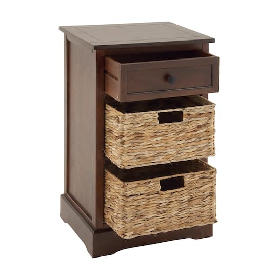 28" Brown Traditional Wood Storage Unit